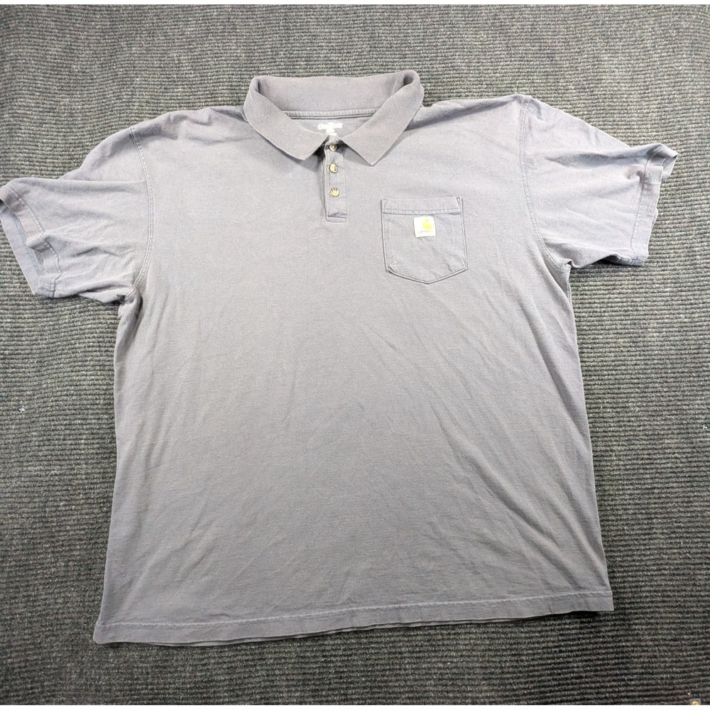 Carhartt Polo Shirt Mens 2XL Gray Cotton Relaxed Performance Utility Workwear